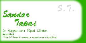 sandor tapai business card